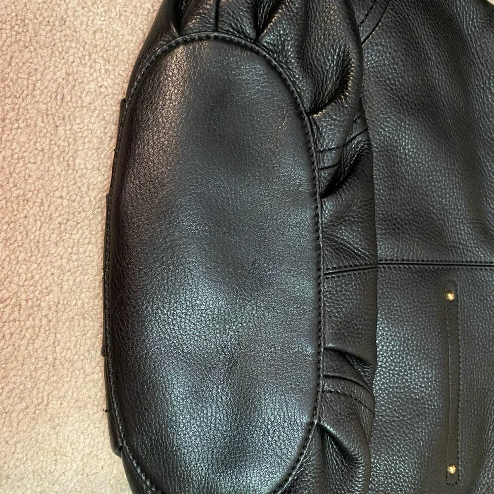 B. Makowsky black leather handbag with Brown leather strap. - Picture 4 of 5